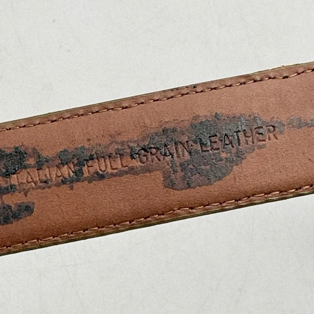 Mondo di Marco Italy Full Grain Leather Belt Brown Size 36 Woven Basketweave